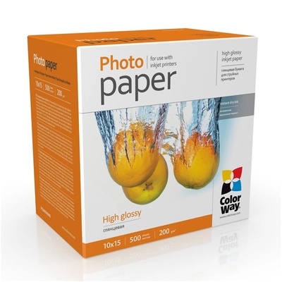 ColorWay Фотохартия, високо гланцова, 200 g/m2, 10x15, 500 листа PG2005004R (PG2005004R)
