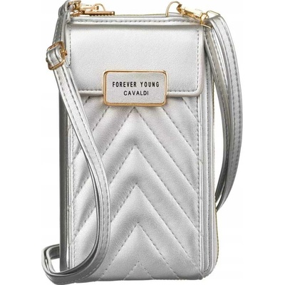 Cavaldi crossbody koženková mini dámská peněženka/kabelka M-09-1170 STŘÍBRNÁ