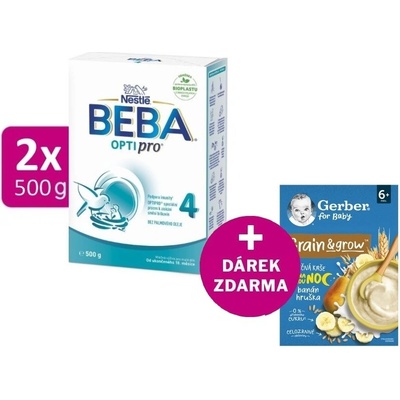BEBA OPTIPRO 4 2 x 500 g + Gerber kaše banán a hruška 200 g