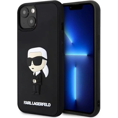 KARL LAGERFELD iPhone 14 Plus 6, 7" черен твърд калъф Rubber Ikonik 3D (KLHCP14M3DRKINK)