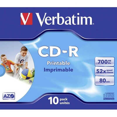 Verbatim CD-R 700MB 52x, printable, jewel, 10ks (43325)