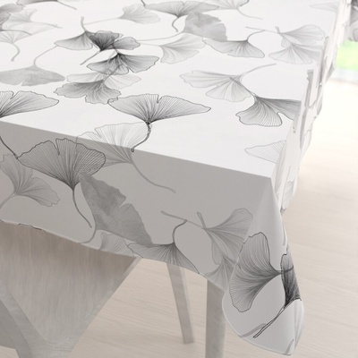 Biante bavlna obdĺžnikový obrus Sandra SA-512 Sivo-biele ginkgo listy na bielom 50x100 cm