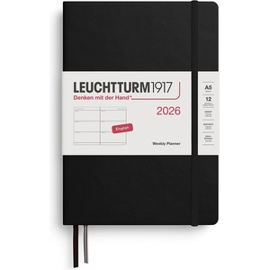 Leuchtturm1917 372706 Weekly Calendar Medium (A5) 2026, Black, English (372706)
