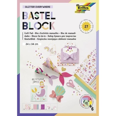 Blok KREATIV sada barevných papírů 27 listů dívčí glitter Folia