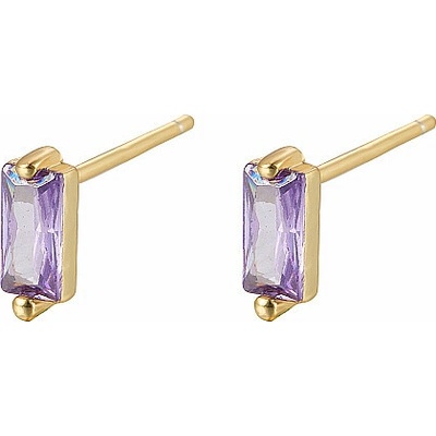 Nefertitis Stříbrné náušnice pecky se zirkony GOLDEN LILAC NF63145 3 x 7,8 mm, 0,73 g