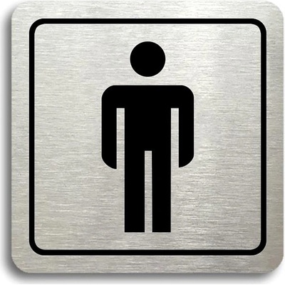 Accept Piktogram „WC muži" (80 × 80 mm) (strieborná tabuľka – čierna tlač)