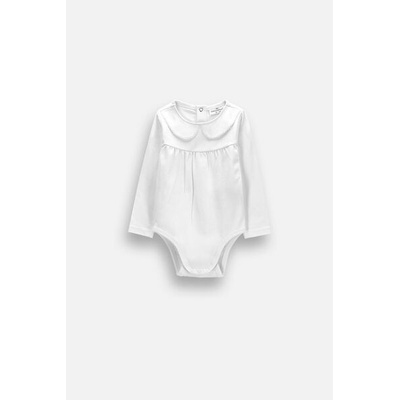 COCCODRILLO Body s dlouhým rukávem se zapínáním na zádech bílé s elegantním límečkem
