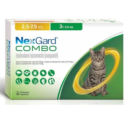 NexGard Combo roztok 1 x 0,9 ml na vonkajšiu aplikáciu na kožu 2,5 - 7,5 kg
