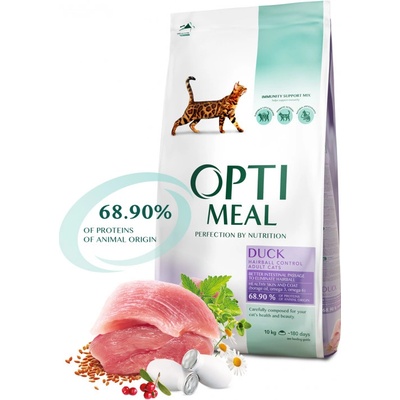 OptiMeal Superpremium pre dlhosrsté mačky s kačicou 10 kg
