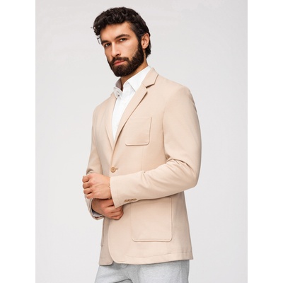 Ombre Clothing Мъжки плетен сако с тънко кроене slim fit с фина структура - бежово V5 M165 Ombre Clothing Ombre Clothing | Bezhov | МЪЖЕ | L