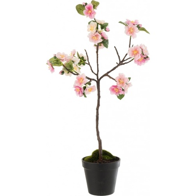 Dekorácie umelý ružový kvitnúce stromček Blossom - 20 * 20 * 50 cm - J-Line by Jolipa