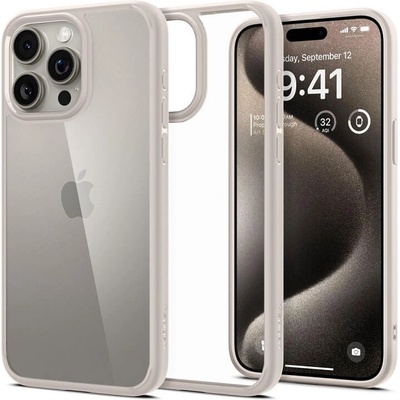 Spigen Противоударен Калъф за iPhone 15 Pro Max, Spigen Ultra Hybrid Case, Титаниев (ACS07209)