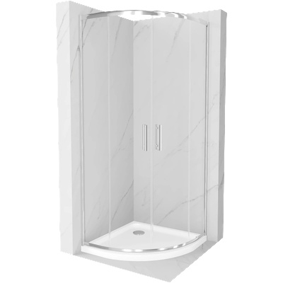 Mexen Rio душ кабина полукръгла 90 x 90 см, прозрачна, хром + корито Flat, бял (863-090-090-01-00-4110)