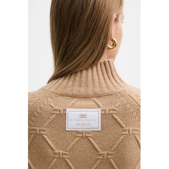 Elisabetta Franchi Вълнен пуловер Elisabetta Franchi в бежово с поло MK55T57E2 (MK55T57E2)