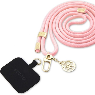 Popruh Guess Crossbody Cord 4G Charm, zlatá / růžové