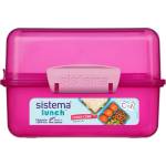 Sistema Кутия за закуски Sistema Lunch Cube с 2 отделения, 1.4 л, розова