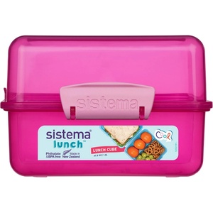 Sistema Кутия за закуски Sistema Lunch Cube с 2 отделения, 1.4 л, розова