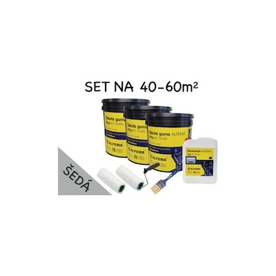 SET na 40-60m2 (65kg) - 3xTekutá guma ALFEMA TG500 šedá 20 kg, 1x Penetrácia ALF PR40 5kg, náradie