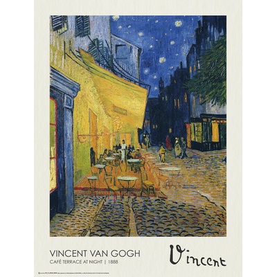 Plagát, Obraz - Cafe Terrace at Night, Vincent van Gogh, 45 × 60 cm
