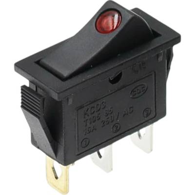 Kolískový vypínač obdĺžnikový s kontrolkou KCD3, ON-OFF, 250V/16A Červená