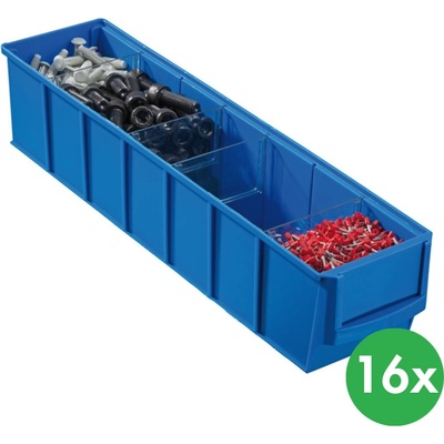 Allit Plastový regálový box ShelfBox typ B 91 x 400 x 81 mm 16 ks modrý