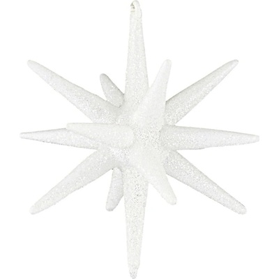 House Doctor Skleněná vánoční ozdoba Glitter White 7,5 cm bílá barva sklo