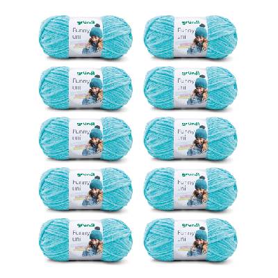 Wolle Funny uni - soft chenille wool for crocheting - cuddly and skin-friendly - 100% polyester - 10 balls 100 g / 120 m - needle size 5-6, turquoise - 3442-24