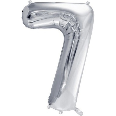PartyDeco Balónek fóliový číslo 7 stříbrné 72 cm