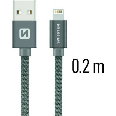 Swissten Nabíjecí kabel a synchronizační textile 0.2m / 1.2m / 2.0m šedý Délka: 0,2m