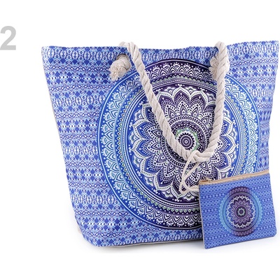 Letná plážová taška mandala Paisley s taštičkou 39x50 cm modrá 1ks