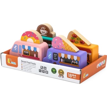 Image 1 of Viga Toys Игрален комплелт Viga - Дървени коли - подвижна сладкарница (44661)