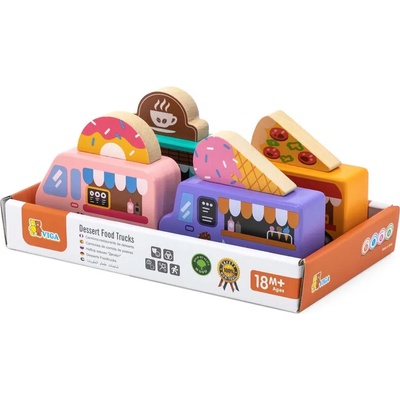 Viga Toys Игрален комплелт Viga - Дървени коли - подвижна сладкарница (44661)