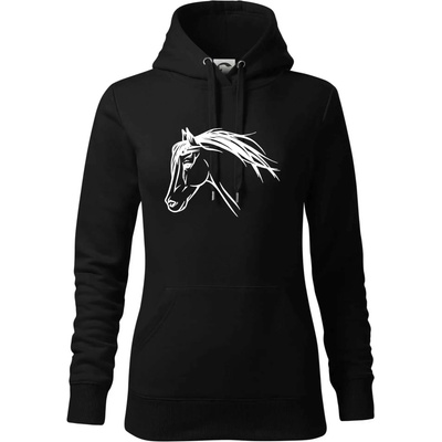 Kůň hlava celá mikina dámská Cape s kapucí Černá – Zboží Mobilmania