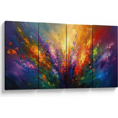 Obraz - Abstrakcia kvetov, štvordielne 160x80 cm