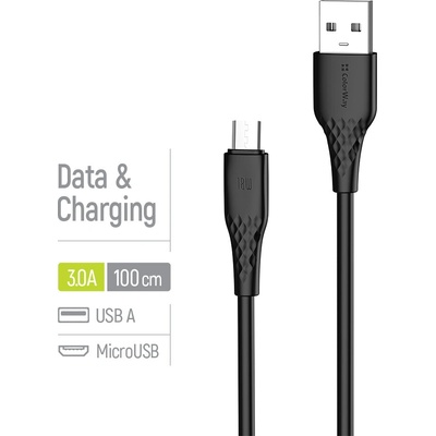 ColorWay CW-CBUM094-BK USB-A – Micro USB (textúrované PVC) 3A 1m černý