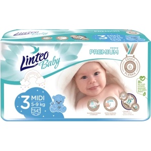 Linteo Бебешки пелени Linteo Baby Premium Midi 5 до 9 кг, 54 бр