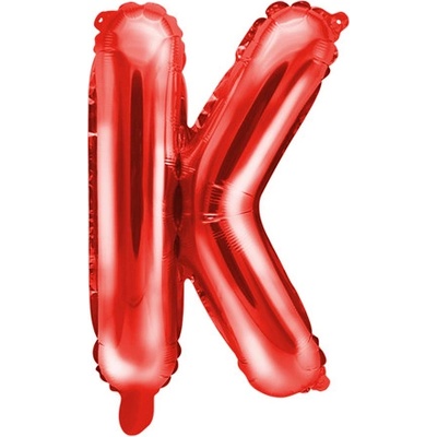 PartyDeco Fóliový balón Mini Písmeno K 35 cm červený