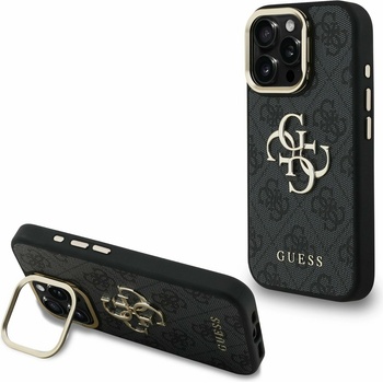 GUESS PU 4G Metal Logo Stand Camera Frame Заден калъф за iPhone 16 Pro Black Guess | Cheren | ЖЕНИ | UNI