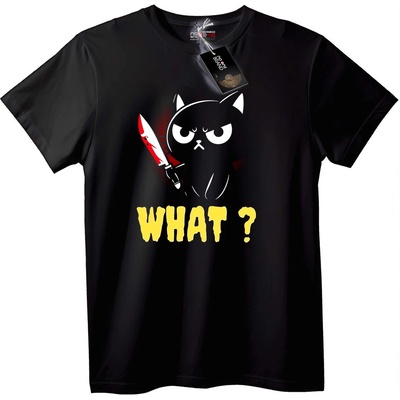 NOONEBRAND Тениска What? черна котка - XL, Black