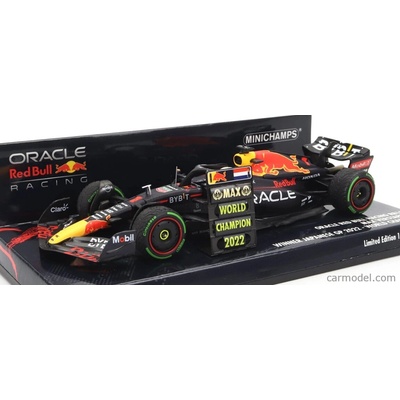 Minichamps Red bull F1 Rb18 Team Oracle Red Bull Racing N 1 World Champion Winner Japan Gp With Pit Board 2022 Max Verstappen Matná modrá žltá červená 1:43