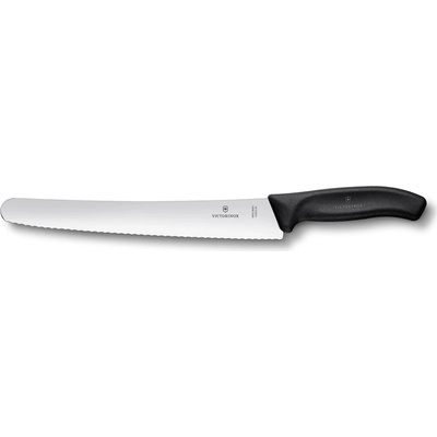Victorinox 6.8633.26 Cukrársky nôž, 26 cm, zúbkovaná oblá čepeľ, čierny