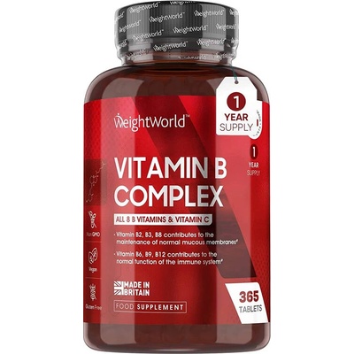 WeightWorld Имунитет и енергия - Витамин В-Комплекс + Витамин С, 365 таблетки - Vitamin B complex (125816 WW)