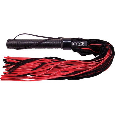 ostatní ROUGE Long Suede Flogger Leather Handle Black/Red