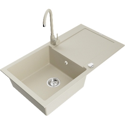 Mexen Leo гранитна кухненска мивка с една камера с отцедник и кухненски (6501-69-670200-69)