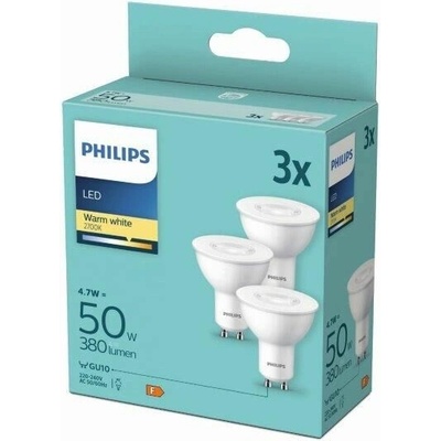 Philips 8719514393998 LED žiarovka GU10 4,7W/50W 400lm 2700K PAR16 3-set