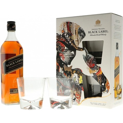 Johnnie Walker Black Label 40% 0,7 l (dárkové balení 2 sklenice)