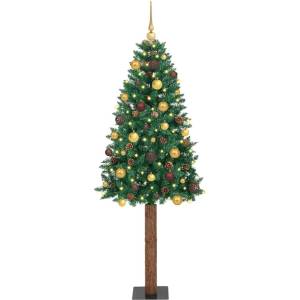 vidaXL Тясно коледно дърво Зелен 210 cm ПВЦ и масивно борово дърво (3394874)