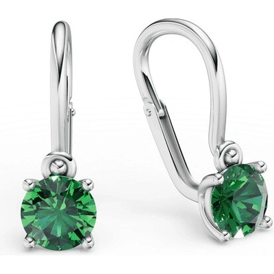 Danfil Dětské náušnice C4910 z bílého zlata s kamínky Emerald Green, zapínání brizura