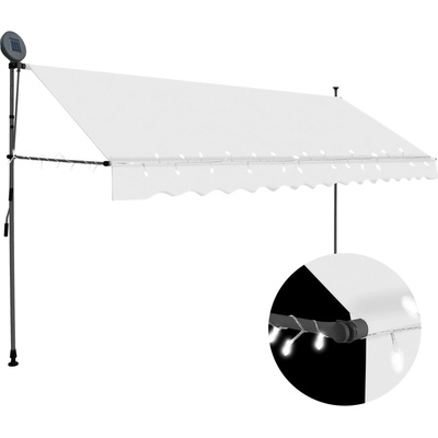 Nabytek XL Ručně zatahovací markýza s LED světlem 400 cm krémová