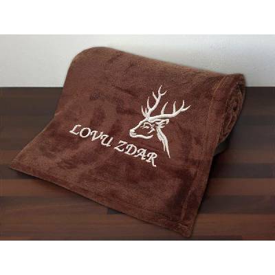 Povlečení Plus Deka pro myslivce Hlava jelena + Lovu zdar hnědá 150x200